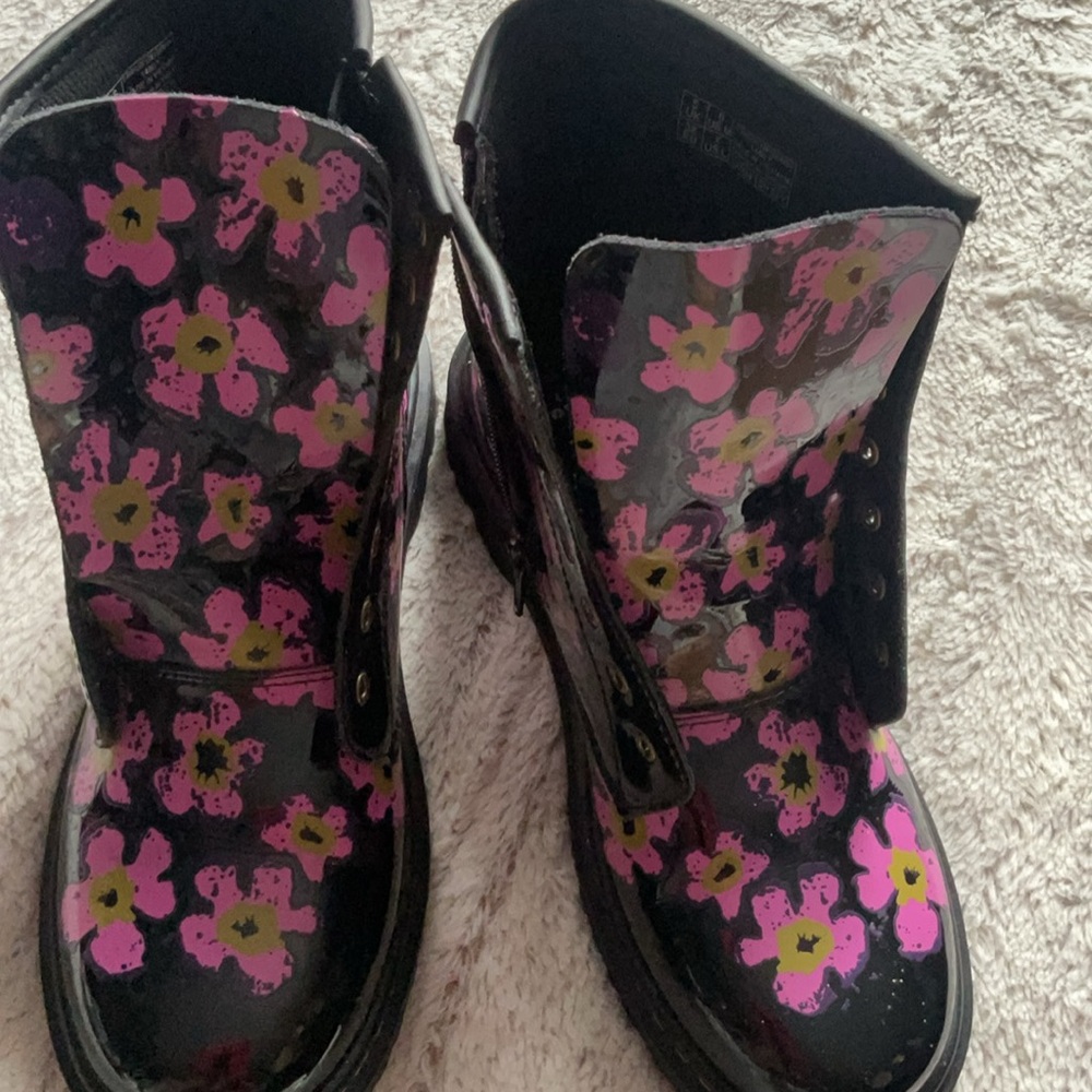 Dr. Martens Black Boots with Floral Accents